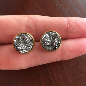 Druzy Button Earrings